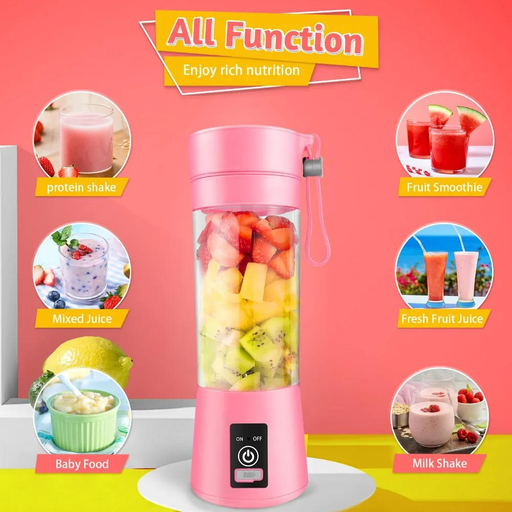 Description Picture 5 of itemPortable Juicer,4 Blades Smoothie Blender,Ice Machine for Drinkware,USB Rechargeable,Complementary Food Mixer for Juice Shake