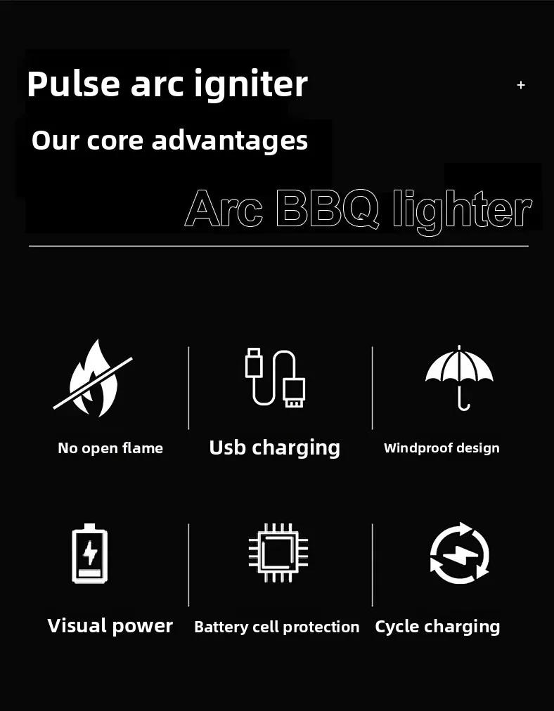 Description Picture 3 of itemNew Candle Kitchen BBQ Electric Lighter USB Rechargeable Plasma Electronic Arc Lighter