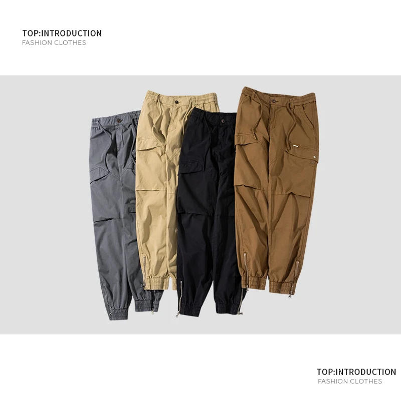 Description Picture 3 of itemLean Drawstring Casual Pants Solid Color Drawstring Hundred With Loose Version Of The Work Pants Loose Jogging Pants