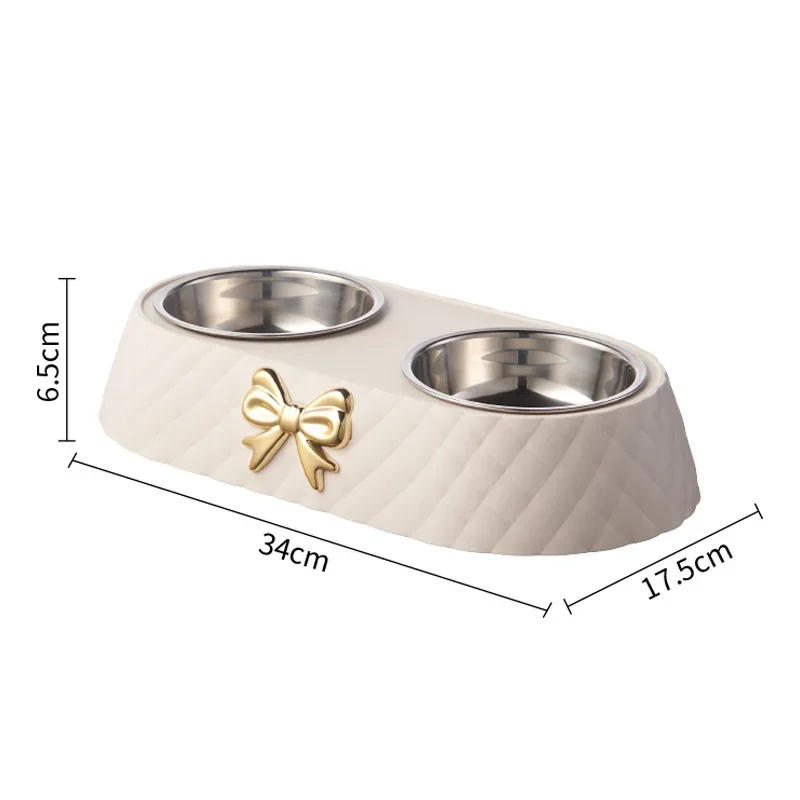 Description Picture 5 of itemDetachable 201 Stainless Steel Double Bowl Bow - tie Decoration Pet Accessories For Cats Dogs Pet Food Bowl