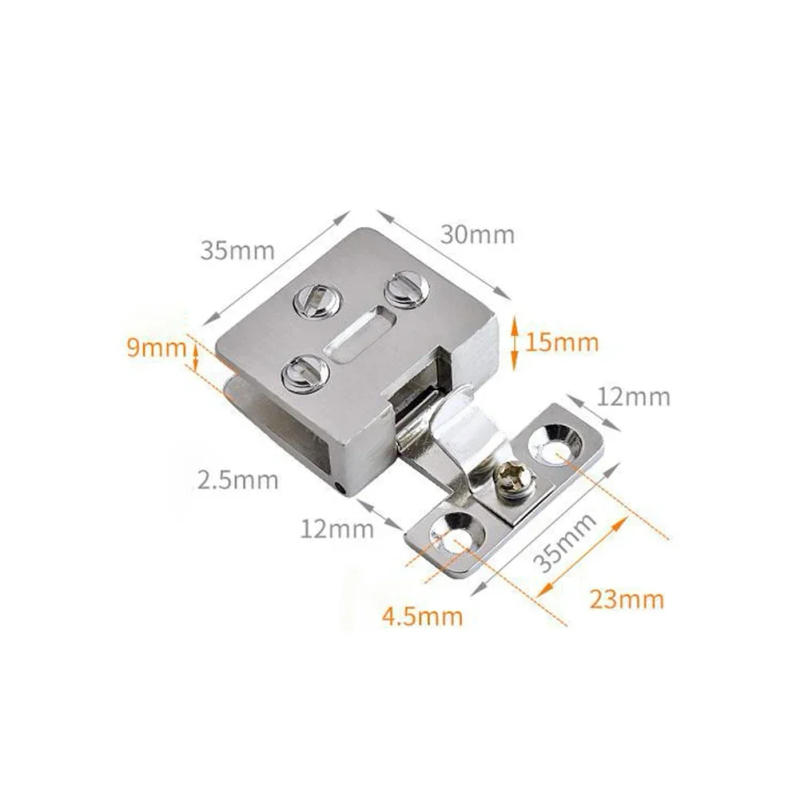 Description Picture 6 of itemGlass Door Hinge Cupboard Display Cabinet Gate Clamp Punch-free Wine Cabinet Glass Hinge Furniture Hardware Accessories
