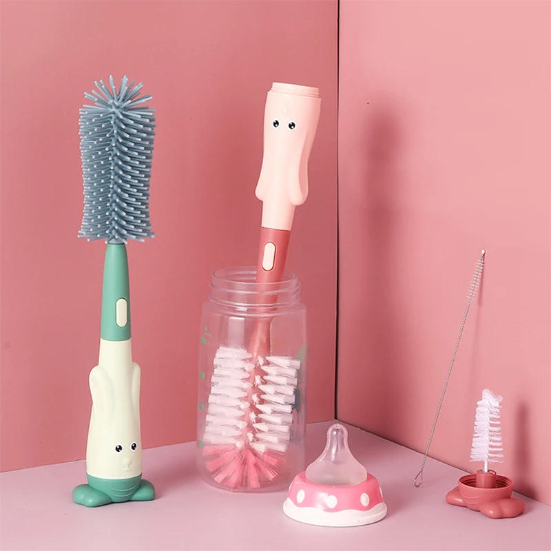 Description Picture 2 of itemPacifier Bottle Brush Set Baby Cleaning Set Silicone Cup Brush Cleaning Tool Held Soft Head Food Grade Brushes Baby Bottle Brush