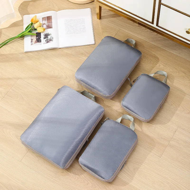 Description Picture 2 of item4Pcs Travel Compression Packing Cubes Bag Portable Suitcase Clothes Organizers Waterproof Luggage Storage Cases Drawer Bags