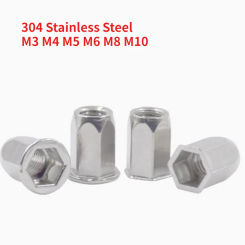 20/50pcs M3 M4 M5 M6 M8 M10 304 Stainless Steel All Hexagon Flat Head Countersunk Head Binding Rivet Nut Insert Rivnut Nutsert