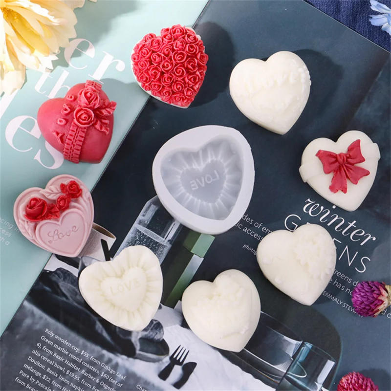 Description Picture 4 of item2023 Valentine's Day Candle Silicone Mold Heart-shaped DIY Candle Soap Mold Kitchen Chocolate Making Mould Jelly Pudding Baking