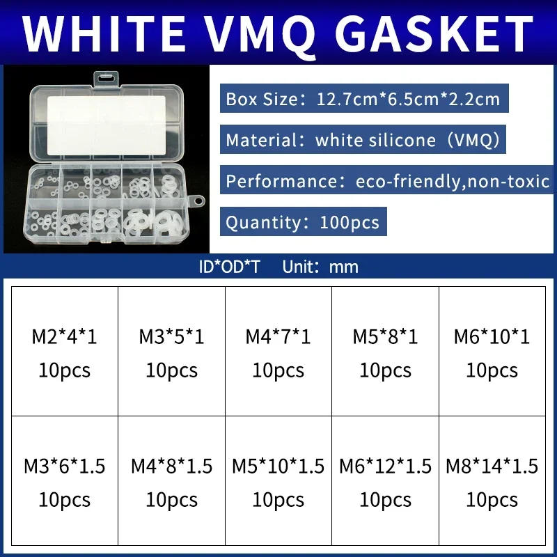 Description Picture 6 of itemFlat gasket boxed nitrile silicone fluorine rubber repair kit sealing valve waterproof combination kit gasket o-ring