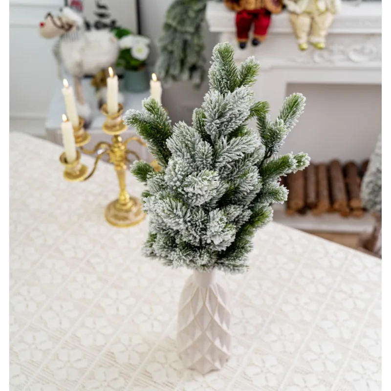 Description Picture 3 of item1pcs Christmas Tree Pine Branches Artificial Fake Plants Snow Pines Garland For Christmas Wreath Party Decor Xmas Gifts Ornament