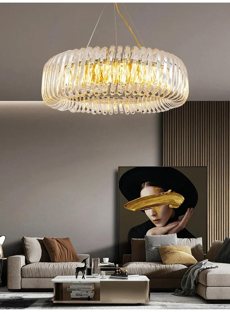 Description Picture 4 of itemModern Living Room LED Chandelier Dining Room Bedroom Luxury Crystal Lamp Villa Interior Lighting Home Decoration Ring Lamps