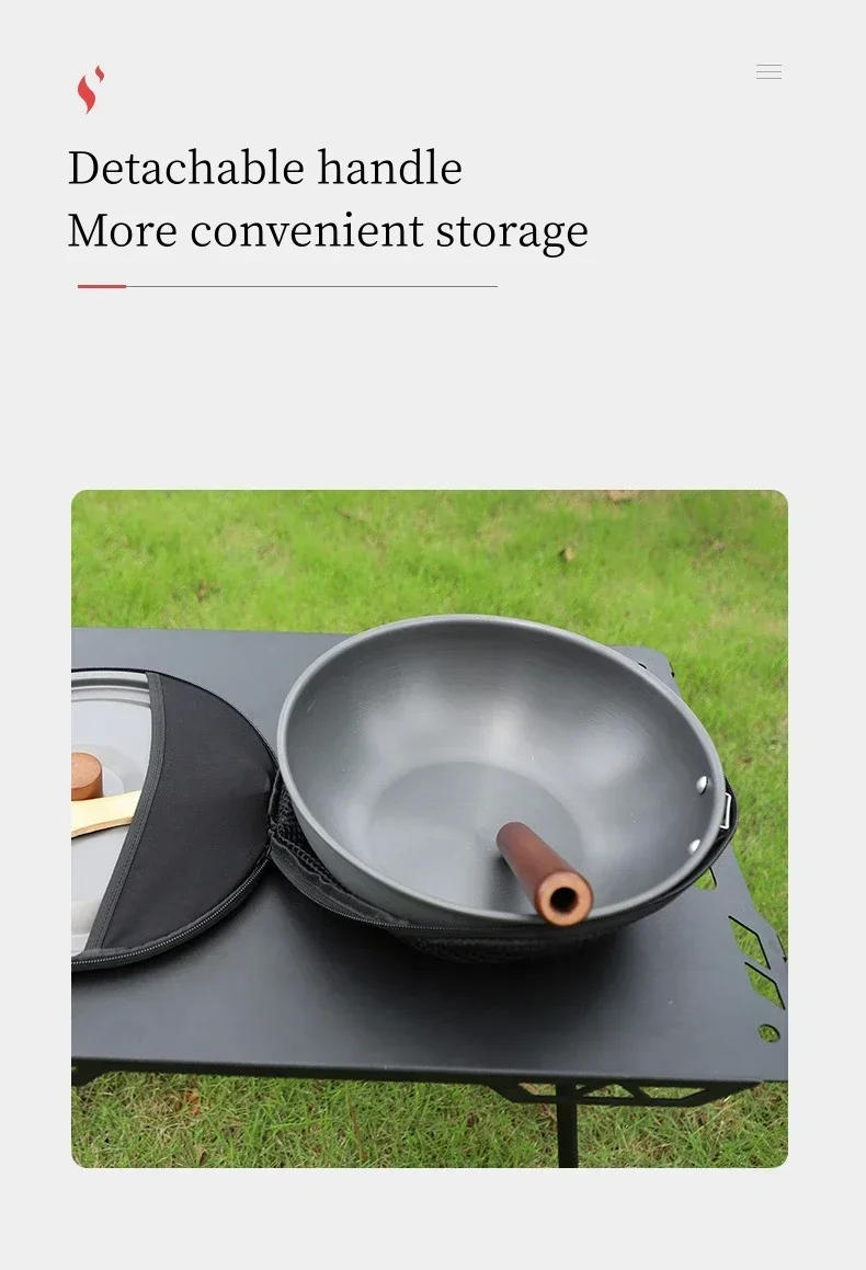 Description Picture 5 of itemPortable Outdoor Frying Pan With Handle Storage Bag For Camping Hiking Picnic Cookware Wok Lightweight Non-stick Frying Pan