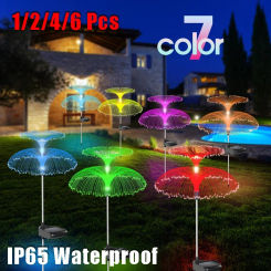 1/2/4/6 Pcs Solar Garden Lights Outdoor 7 Color RGB Gradient Jellyfish Solar Lights Waterproof Lawn Lights for Landscape Pathway