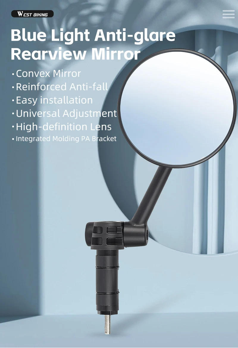 Description Picture 3 of itemWEST BIKING Anti-Glare Bicycle Rearview Mirror Handlebar 360 Adjustable Back Sight Reflect MTB Road Bike Mirrors Bike Accessorie