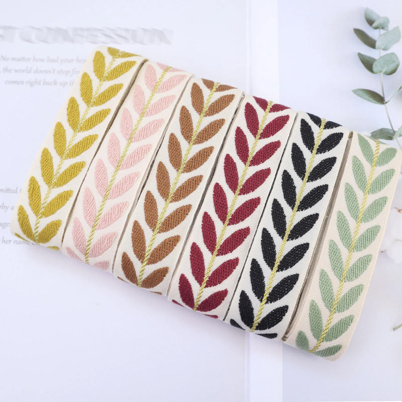 Description Picture 2 of item2 Yards Embroidery Ribbon Leaf Ribbon Trim for Sewing, DIY Carfts, Gift Packaging