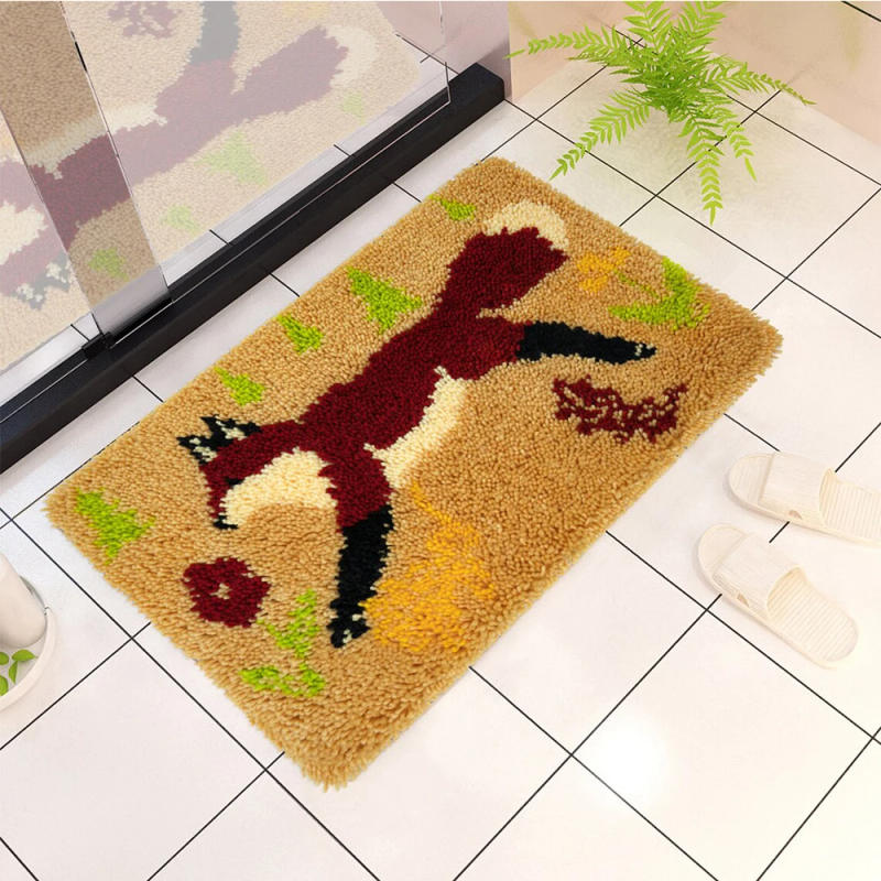 Description Picture 2 of itemLatch hook kit with Preprinted Canvas Pattern Geometry Knotted carpet kit Grid Cloth Crafts Diy Rug Do it yourself 16“x24"