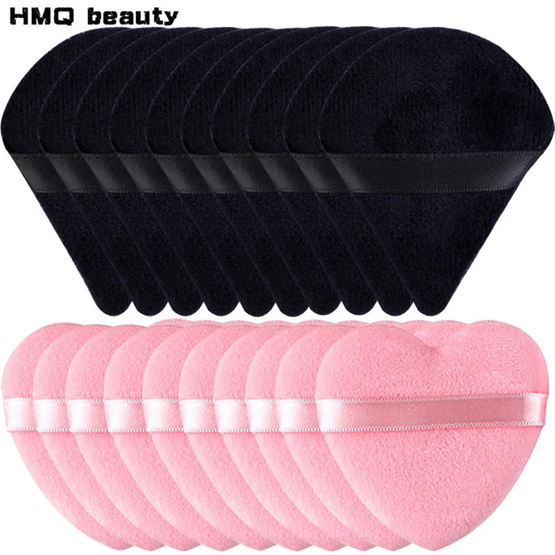 Description Picture 2 of item10/20Pcs Triangle Velvet Powder Puff Heart Shaped Makeup Sponges Blender Foundation Cosmetic Facial Sponges Make Up Accessories