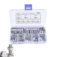 Assorted Washers 180PCS Gasket Stainless Steel Fender And Flat Washers Rust Free Assortment Kit Sealing Washers 8 Sizes Hardware