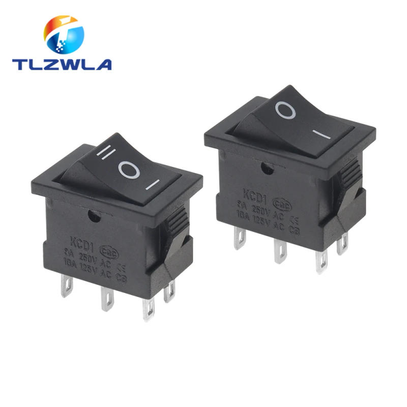 Description Picture 5 of item1PCS 6A/250V 10A/125V 6 Pin 21*15 mm 2 Position 3Position Boat Rocker Switch on off Switch KCD1 Black 21x15mm AC