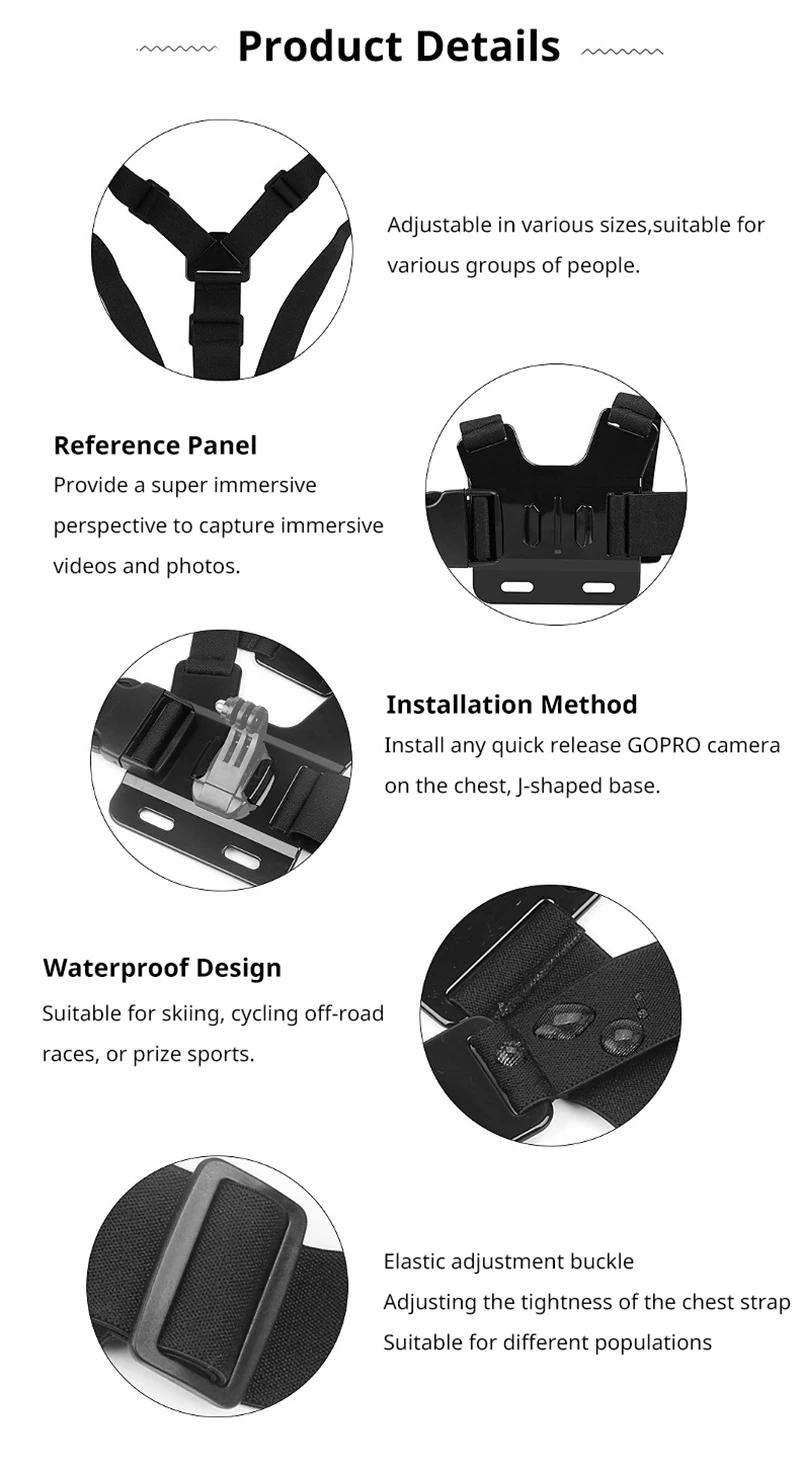 Description Picture 6 of itemChest Strap Mount Belt for Gopro Hero 9 8 7 6 5 4 Insta360 R X2 DJI OSMO Action Camera Harness for Go Pro SJCAM EKEN Accessories