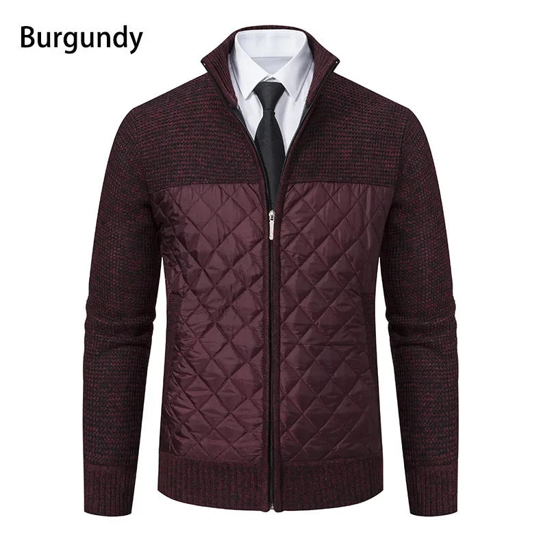 Description Picture 5 of item2023 New Cotton Thickened Men's Sweater Jacket Large Long Sleeve Zippered Knitted Coat Stand Up Collar Cardigan