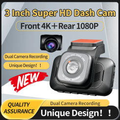 Dash cam for cars 4k, front and rear , 3-inch IPS screen, reverse image, loop recording, enhanced night vision