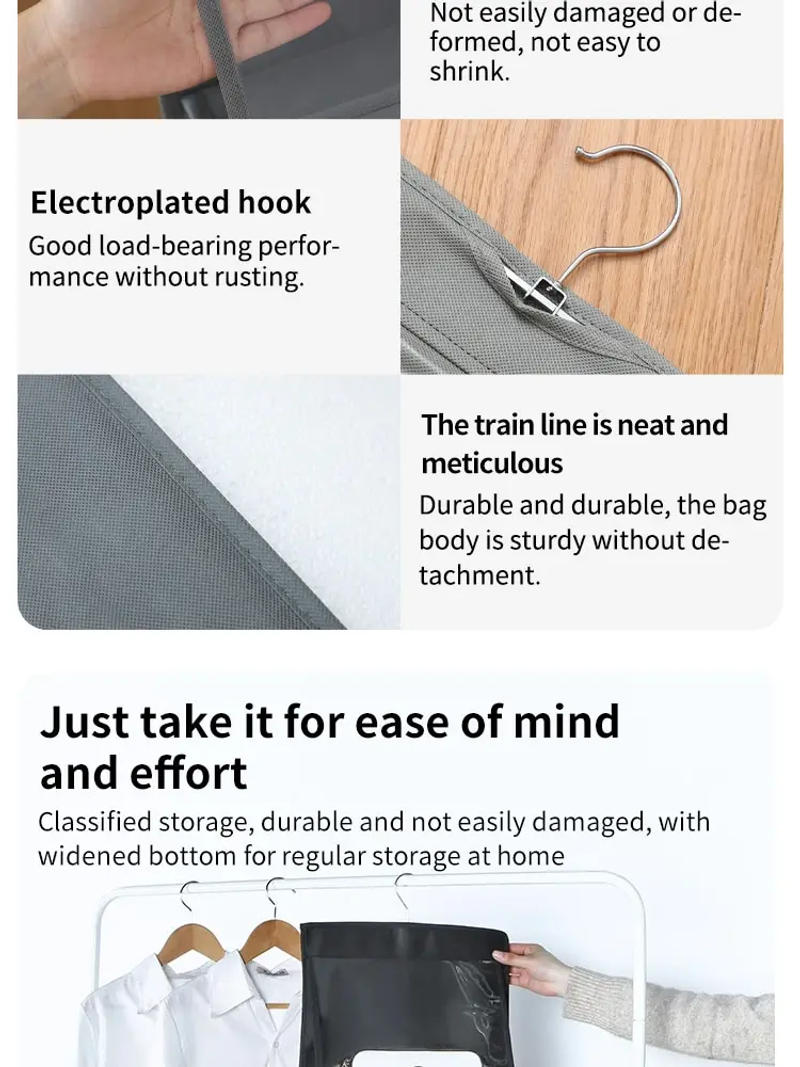 Description Picture 6 of itemBlack Handbag Hanging Organizer With 6 Pockets Foldable Oxford Cloth Handbag Storage Bag For Family Closet Bedroom