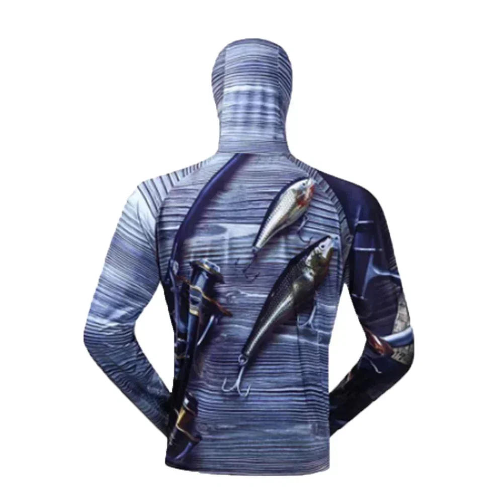 Description Picture 4 of itemFishing Shirt Men Anti-UV Quick-Dry Mosquito proof ice shreds UV Sunscreen Outdoors Men's Sun-Protection Fishing Hooded Clothing