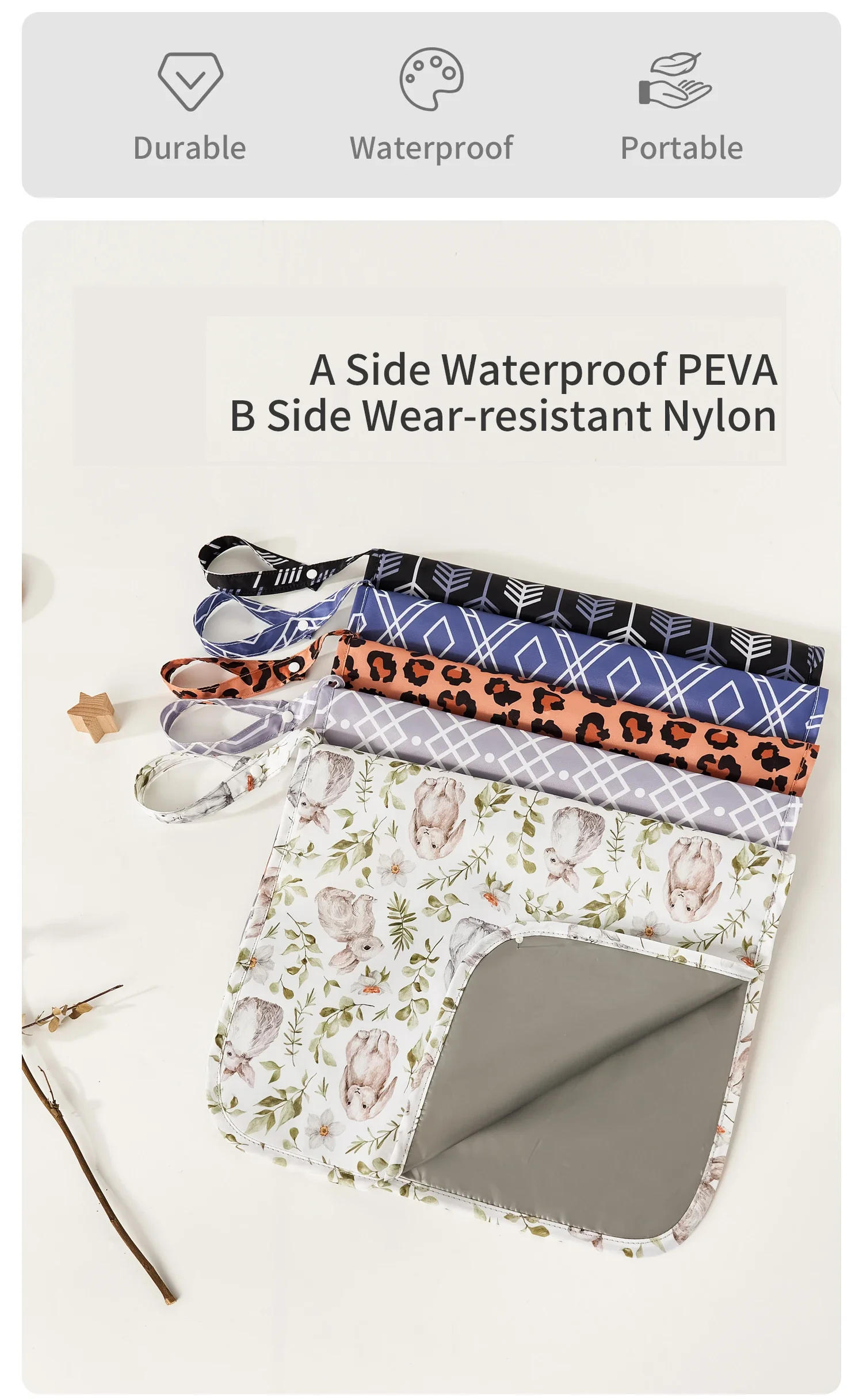 Description Picture 3 of itemFoldable Baby Diaper Changing Pad Waterproof Newborn Diaper Pad Portable Toddler Changing Table Durable Oxford Baby Diaper Sheet