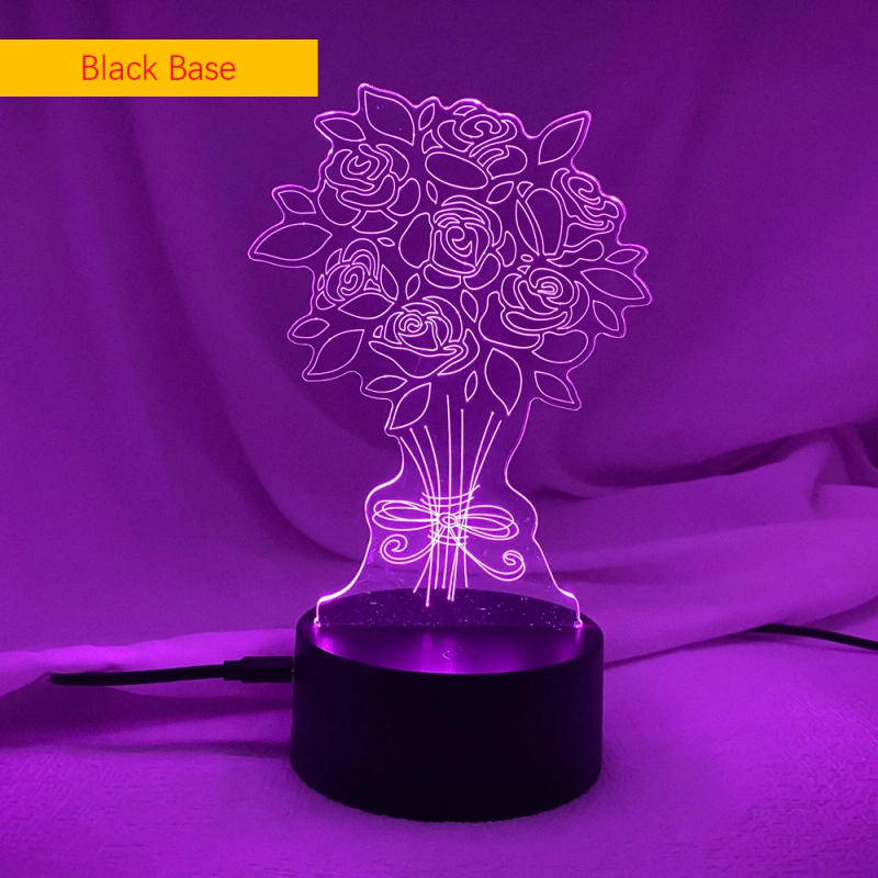 Description Picture 5 of itemNovelty night light 3D LED night lamp creative dining table bedside lamps romantic Rose flowers children home decoration gifts