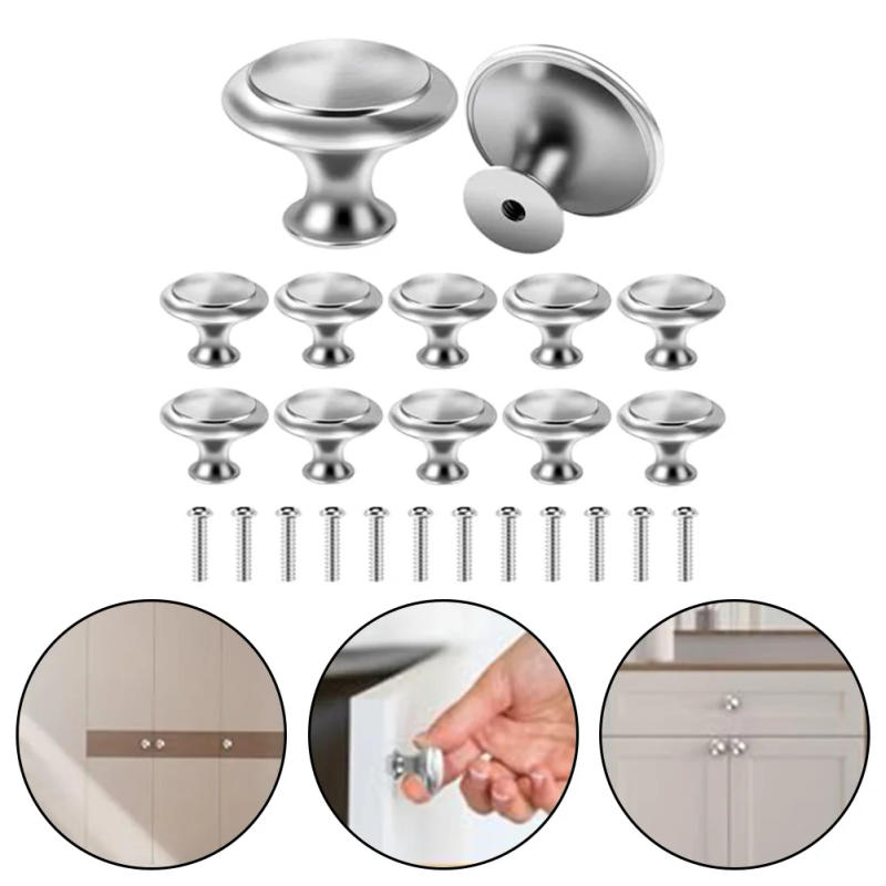 Description Picture 3 of item12pcs Furniture Knobs Cabinet Handles Stainless Steel Drawer Hand Pulls Knob Round Shaped Replacement Furniture DIY Door Hardwar