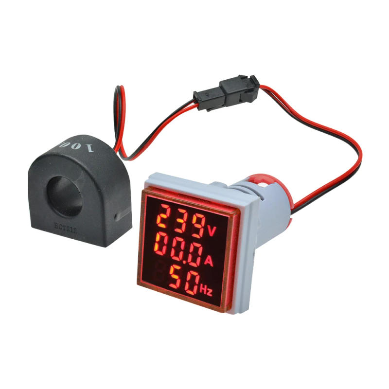 Description Picture 5 of item22MM Square Mini 3in1 Digital Display AC Voltage and Current Hertz Meter 0-100A 60-500V Indicator Tester Electrical Instruments