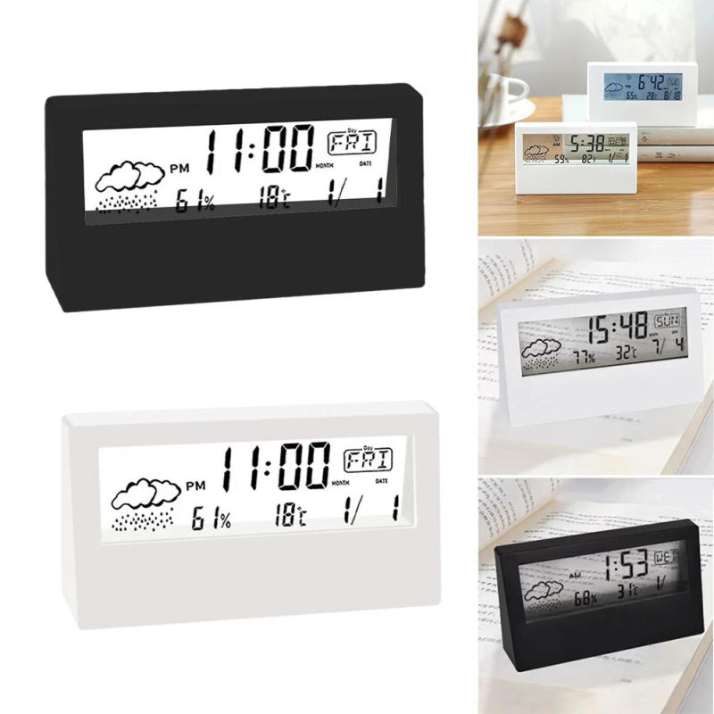 Description Picture 3 of itemLCD Multifunctional Electronic Alarm Clock Transparent Minimalist Bedside Electronic Clock Measure Humidity 20%- 89% - 50°C~70°C