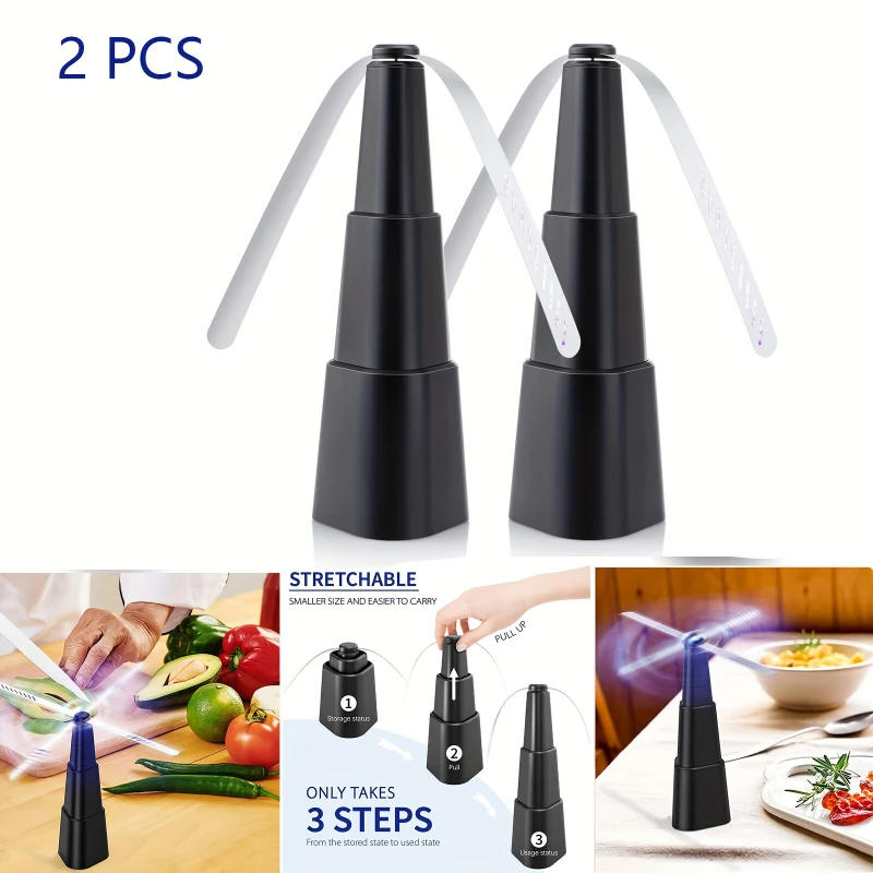 Description Picture 3 of item2PCS/3PCS Fly Repellent Fan, Dining Table Fan with Soft Blade, Battery Portable Fly Repellent Fan, for Picnic & BBQ Fly Repeller