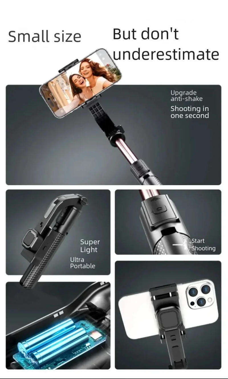 Description Picture 3 of itemCOOL DIER 2025 New Bluetooth Handheld Gimbal Stabilizer Mobile Phone Selfie Stick Adjustable Tripod for Smartphone Tiktok Live