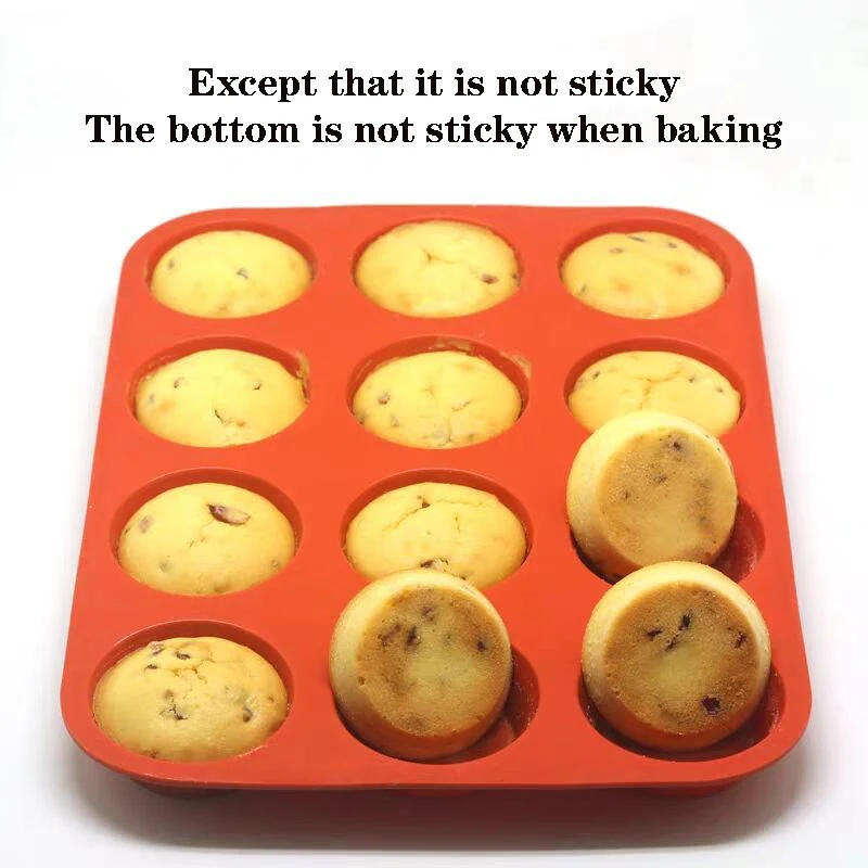 Description Picture 5 of itemSilicone Round Mold 12 Holes Mini Muffin DIY Cupcake Cookies Fondant Baking Pan Non-Stick Pudding Steamed Cake Mold Baking Tool