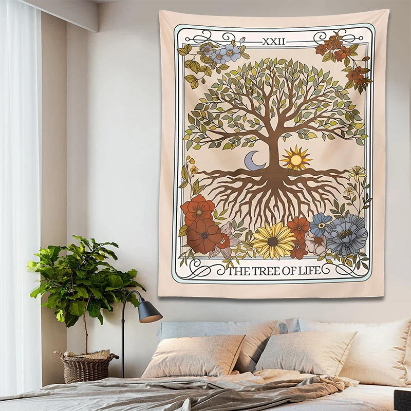 Description Picture 4 of itemTree of Life Tarot Tapestry Wall Hanging Mystical Forest Witchy Decor Cottagecore Art Above Bed Livingroom Dormitory Home Decor