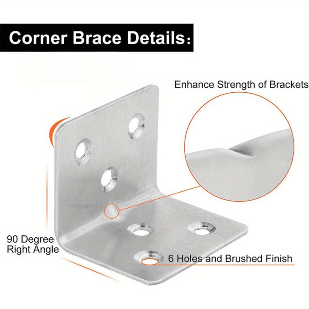 Description Picture 3 of item20 stainless steel L-shaped corner brackets - right angle panels for furniture, doors and windows - durable hardware accessories