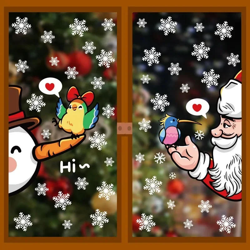 Description Picture 4 of itemChristmas Santa Claus Window Stickers Xmas Tree Hummingbird Glass Wall Stickers Reindeer Snowman White Snow Door Static Stickers