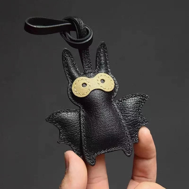 Description Picture 2 of itemROSHK genuine leather cute bat keychain bag pendant handmade
