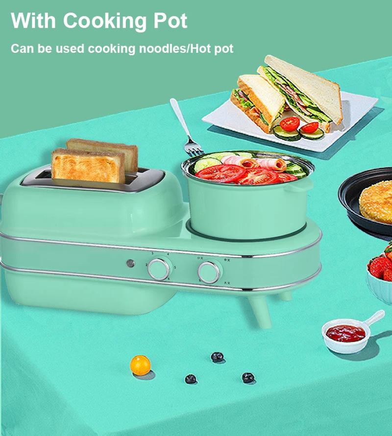 Description Picture 6 of itemElectric Bread Toaster Oven Breakfast Sandwich Grill Breakfast Machine Eggs Poacher Boiler Food Steamer Frying Pan Noodle Cooker
