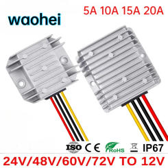 Step Down 24V 36V 48V 60V 72V to 12V DC DC Buck Converter Stabilizer 5A 10A 15A 20A Voltage Regulator Power Supply Truck Module