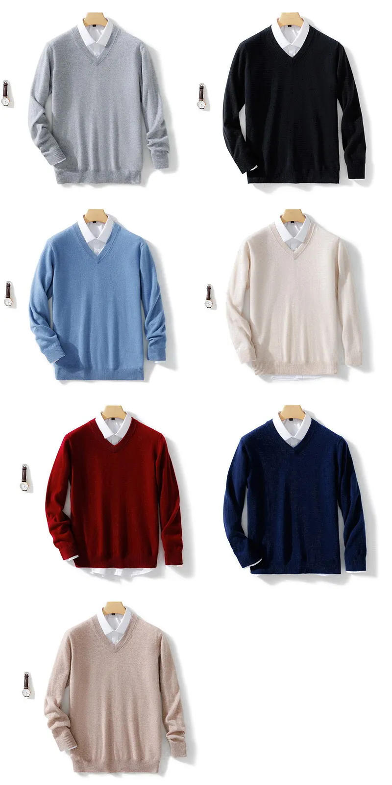 Description Picture 6 of itemCashmere Sweater O-neck Pullovers Men's Loose Oversized M-5XL Knitted Bottom Shirt Spring Autumn Korean Casual Male Clothing