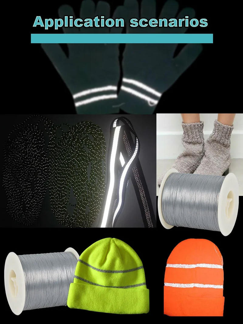 Description Picture 2 of itemReflective Thread Double Side High Light Reflective Silk For Weaving Webbing Rope Hat Clothing DIY Sewing Supplies Material