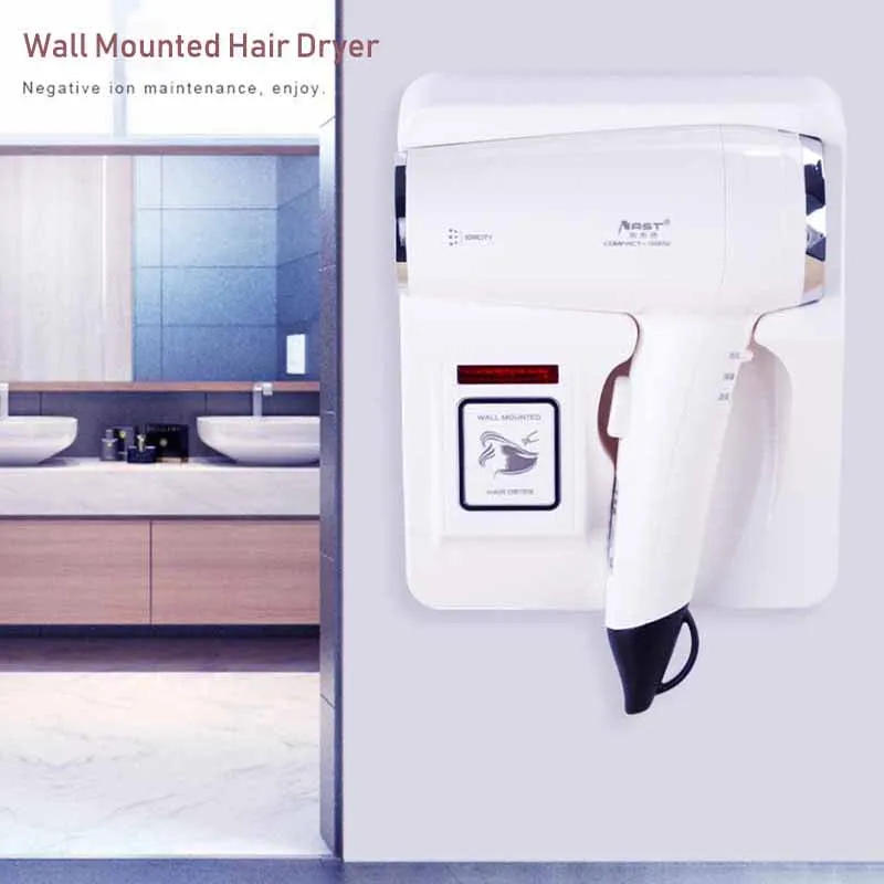 Description Picture 2 of itemProfessional Hotel Hair Dryer Wall Mounted Negative ion Hairdryer with Holder Base 3 Gears Adjustment For Household Bathroom