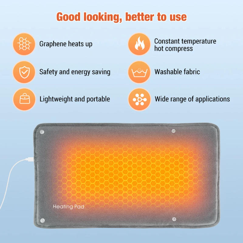 Description Picture 3 of itemGraphene Heating Pad Electric Hand Warmer Fast Heated Hand Warm Bag Lumbar Leg Heating Blanket Washable Super Soft Pad