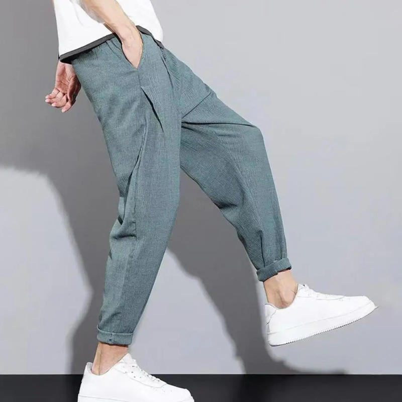 Description Picture 3 of itemMen's Harem Pants Loose Quick-drying Drawstring Elastic Waist Solid Color Fitness Training Jogging Men's Casual Sports Pants