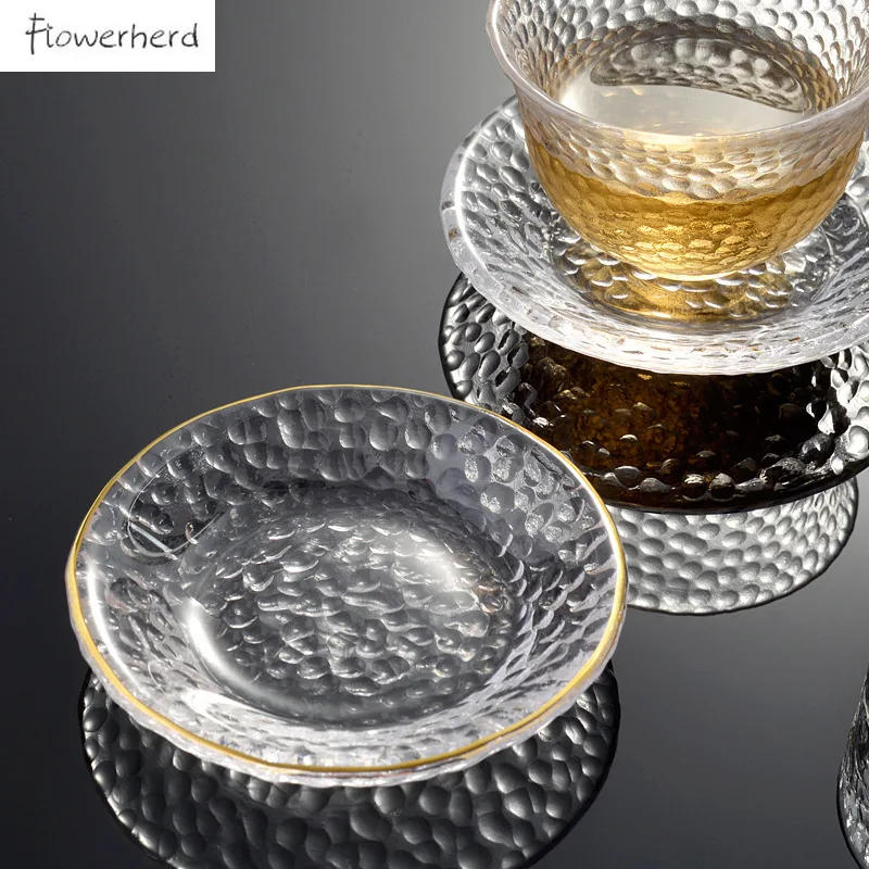 Description Picture 4 of itemNew Gongfu Tea Tray Round Insulated Glass Tea Mat Saucer Teaware Creative Kung Fu Tea Set Cup Holder Phnom Penh Saucer