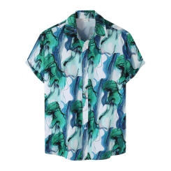 Camisa hawaiana con estampado Floral De hojas para hombre, camisa De manga corta con estampado De moda, camisa De verano