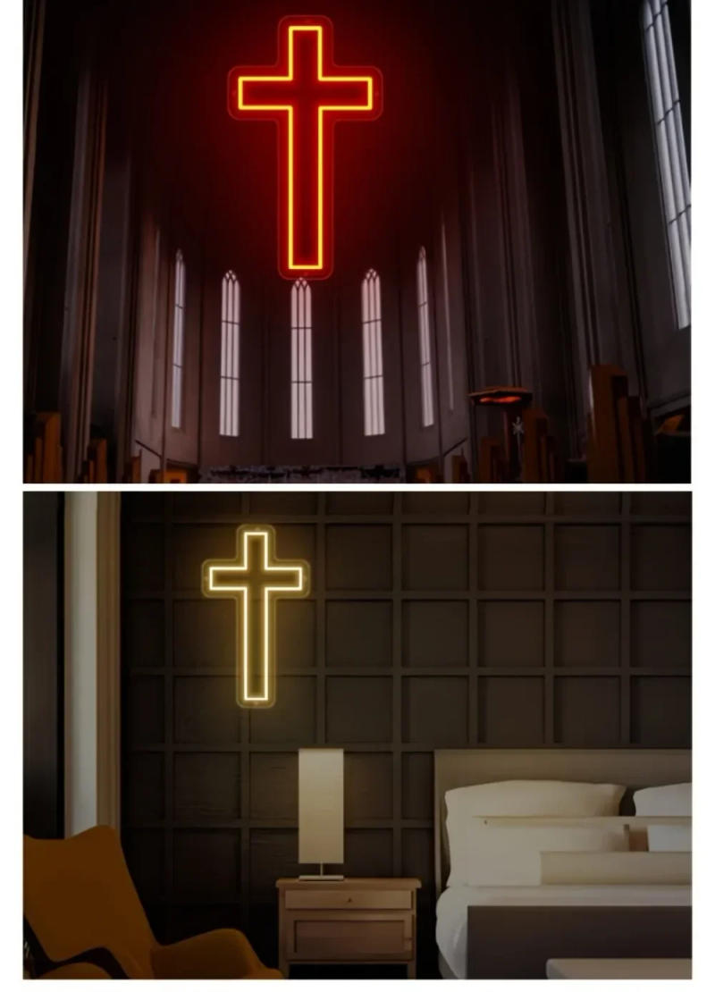 Description Picture 4 of itemJesus Cross Neon Sign,Led Cross Decor Art Lamp for Wall Decor, Bedroom, Christian Decor, Religious Room,Christening Day Decor