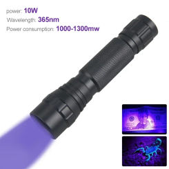 10W 365nm UV Flashlight Ultraviolet Torch Scorpion UV Light Pet Urine Detector Money Inspect Light rechargeable outdoor lighting