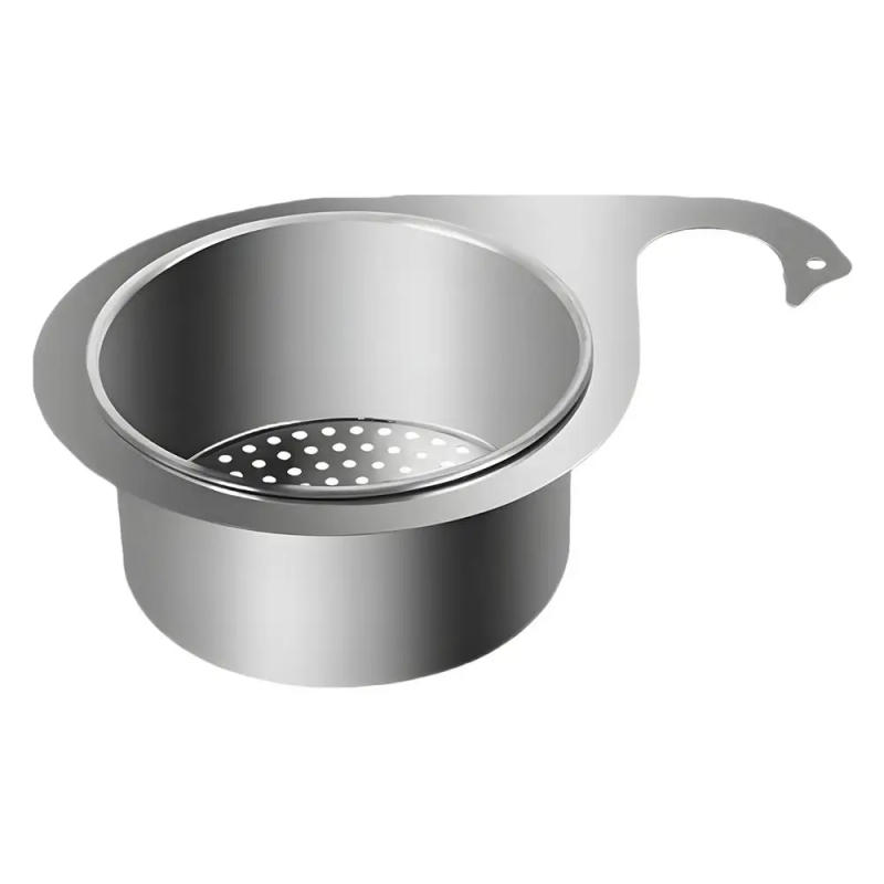 Description Picture 2 of itemStainless Steel Swan Sink Strainer Basket Kitchen Sink Garbage Filter Swan Dry And Wet Separation Hook Drain Rack
