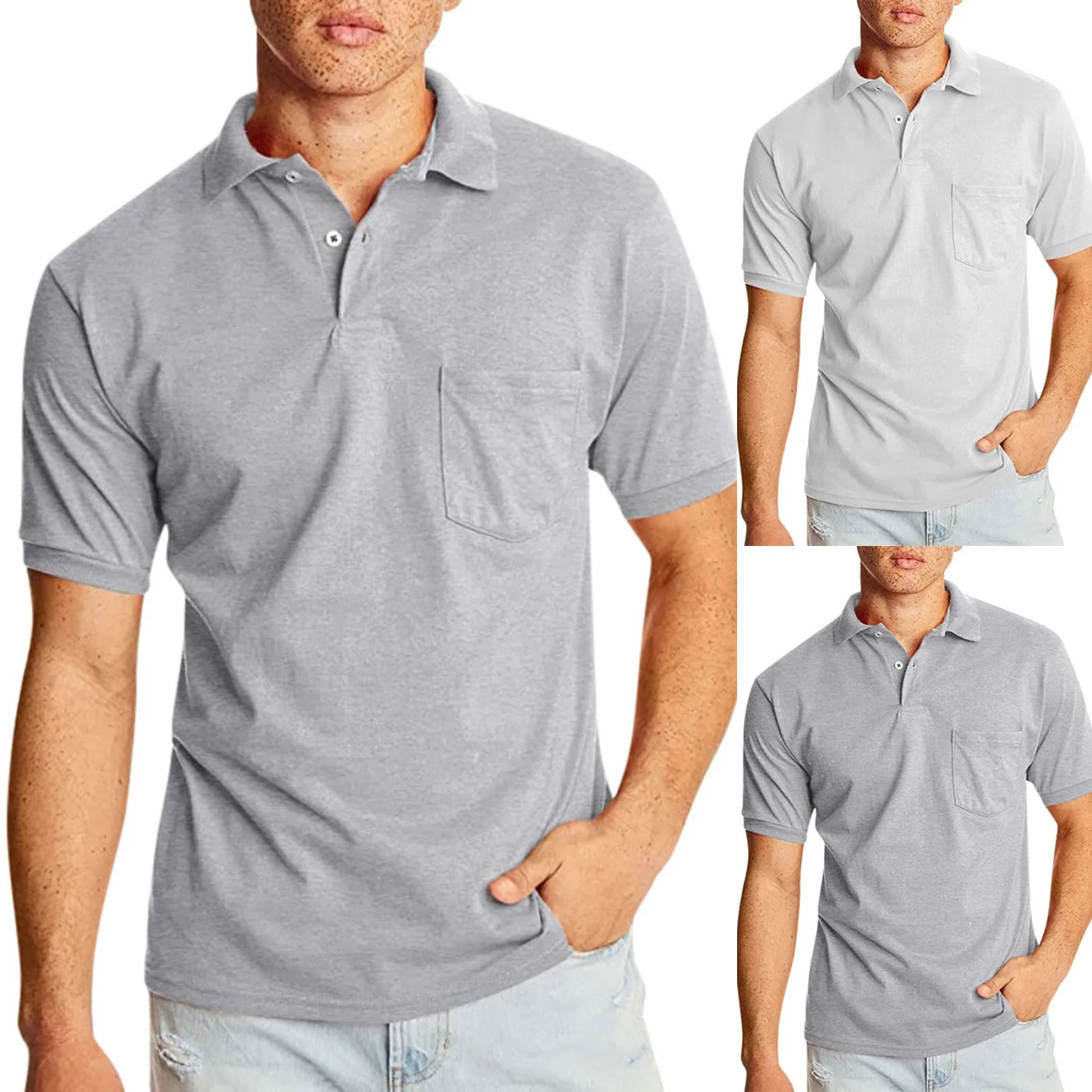 Description Picture 2 of itemMen'S Casual Shirts Summer Blouses Classic Button Basic Short Sleeve Shirt Stylish Tops Fashion Daily Shirts Male Pullovers